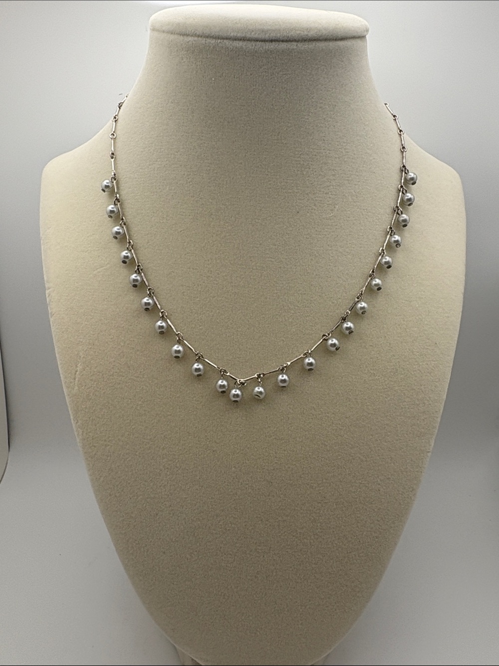 Carolee Silver Dangle Bead Necklace